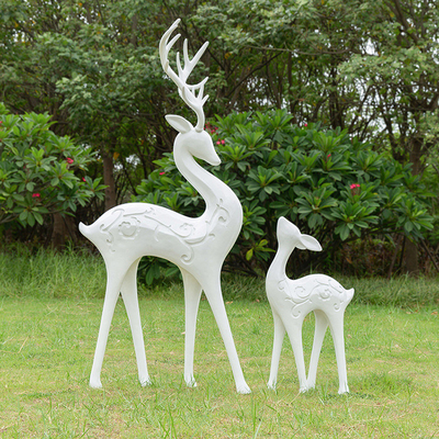 Large White Deer Outdoor Abstract Sculpture Stainless Steel Polishing